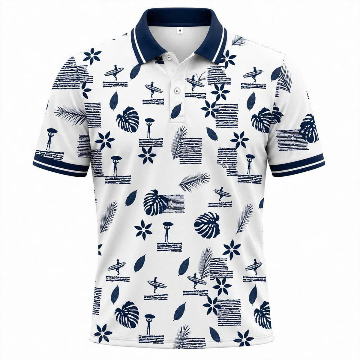 Áo Polo INT-93 Họa Tiết Lá Nhiệt Đới – Áo Polo Nam/Nữ Cổ Bẻ Phong Cách Tropical Mùa Hè, Vải Poly Thái Co Giãn Thoáng Mát