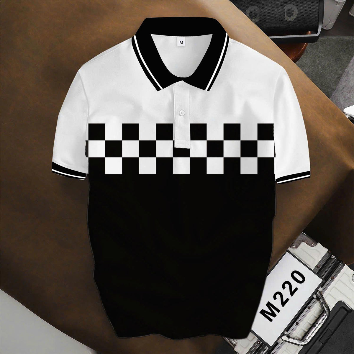 Áo Polo BEAVERTEE INT-85 Nam Nữ, Áo Polo Thể Thao Unisex Phối Trắng Đen Họa Tiết Caro Bàn Cờ, Phong Cách Tối Giản Cá Tính, Vải Poly Thái Co Giãn Thoáng Mát, Regular Fit