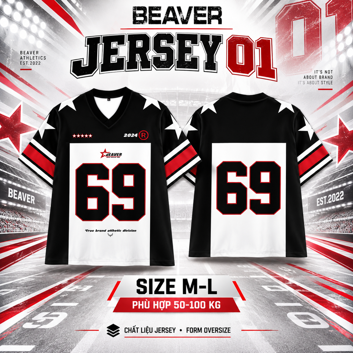 Áo Thun Jersey 01 BEAVERTEE Form Rộng Nam Nữ Cổ Tim Phối Màu, Thiết Kế Số 69 Phong Cách Thể Thao Top Sport Cá Tính, Mềm Nhẹ Thoáng Mát