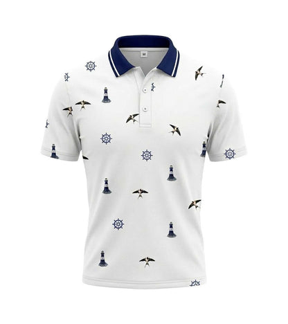 [ HÀNG XUẤT KHẨU ] - Áo Polo Thể Thao BEAVERTEE G-19 Nam Nữ, Họa Tiết Hải Đăng Bánh Lái Chim Biển, Vải Poly-Spandex Co Giãn Mềm Nhẹ, Thoáng Mát, Regular Fit, Size M–4XL