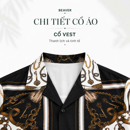 Set Áo Sơ Mi Và Quần Short Lụa Họa Tiết SMRBO-01 BEAVERTEE Form Oversize Unisex Nam Nữ, Phong Cách Thời Trang Thường Ngày, Chất Vải Lụa Mềm Mịn Thoáng Mát Thấm Hút Thoải Mái