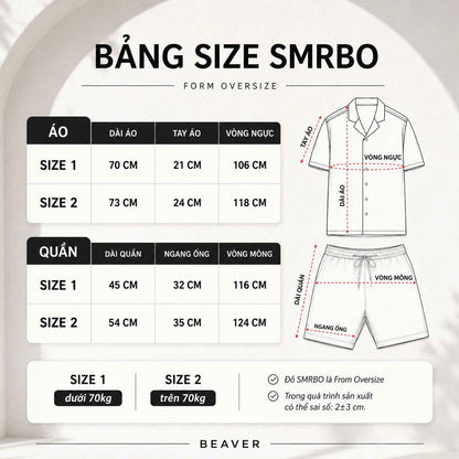 Set Áo Sơ Mi Và Quần Short Lụa Họa Tiết SMRBO-01 BEAVERTEE Form Oversize Unisex Nam Nữ, Phong Cách Thời Trang Thường Ngày, Chất Vải Lụa Mềm Mịn Thoáng Mát Thấm Hút Thoải Mái