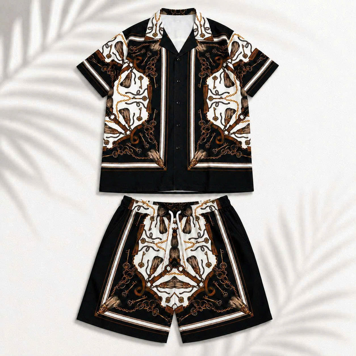 Set Áo Sơ Mi Và Quần Short Lụa Họa Tiết SMRBO-01 BEAVERTEE Form Oversize Unisex Nam Nữ, Phong Cách Thời Trang Thường Ngày, Chất Vải Lụa Mềm Mịn Thoáng Mát Thấm Hút Thoải Mái