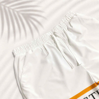 Set Áo Sơ Mi Và Quần Short Lụa Họa Tiết SMRBO-08 BEAVERTEE Form Oversize Unisex Nam Nữ, Thiết Kế Trắng Cam Graphic California Summer Arts District Cây Dừa Nổi Bật, Lụa Mềm Mịn Nhẹ Thoáng Mát