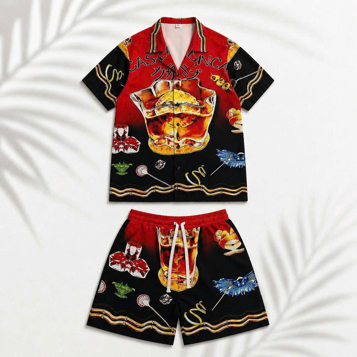 Set Áo Sơ Mi Và Quần Short Lụa Họa Tiết SMRBO-09 BEAVERTEE Form Oversize Unisex Nam Nữ, Thiết Kế Đỏ Đen Graphic Cocktail Tropical Cá Tính Nổi Bật, Lụa Mềm Mịn Nhẹ Thoáng Mát