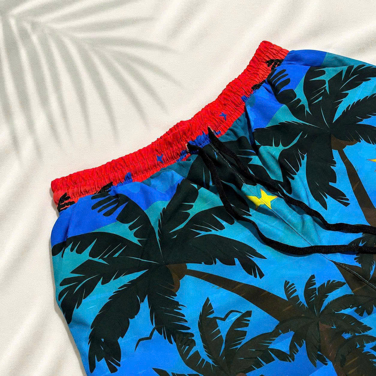 Set Áo Sơ Mi Và Quần Short Lụa Họa Tiết SMRBO-52 BEAVERTEE Form Oversize Unisex Nam Nữ, Thiết Kế Hoàng Hôn Nhiệt Đới Cây Dừa Đỏ Xanh Nổi Bật, Phong Cách Resort Mùa Hè, Lụa Mềm Mịn Nhẹ Thoáng Mát