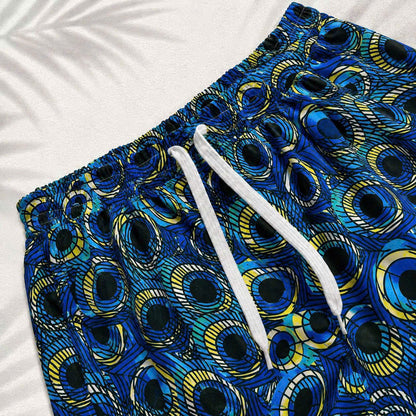 Set Áo Sơ Mi Và Quần Short Lụa Họa Tiết SMRBO-03 BEAVERTEE Form Oversize Unisex Nam Nữ, Thiết Kế Trắng Xanh Đen Họa Tiết Mắt Công Nổi Bật, Lụa Mềm Mịn Nhẹ Thoáng Mát