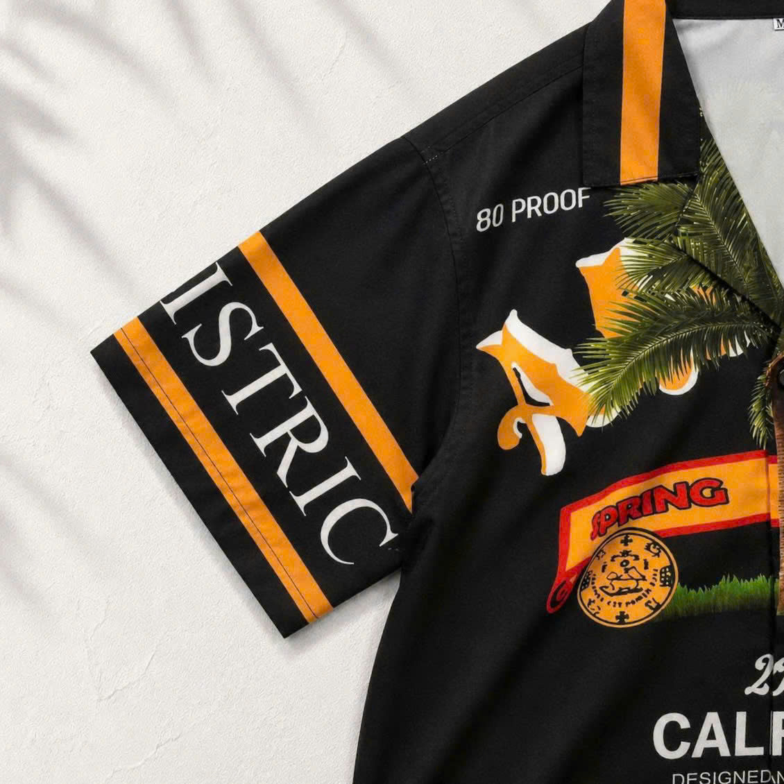 Set Áo Sơ Mi Và Quần Short Lụa Họa Tiết SMRBO-07 BEAVERTEE Form Oversize Unisex Nam Nữ, Thiết Kế Đen Cam Graphic California Summer Arts District Cá Tính, Lụa Mềm Mịn Nhẹ Thoáng Mát