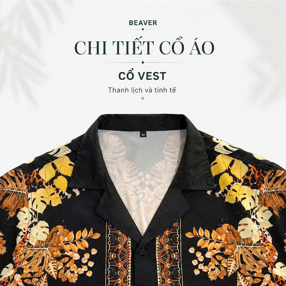 Set Áo Sơ Mi Và Quần Short Lụa Họa Tiết SMRBO-04 BEAVERTEE Form Oversize Unisex Nam Nữ, Thiết Kế Đen Nâu Họa Tiết Báo Hoa Lá Nổi Bật, Lụa Mềm Mịn Nhẹ Thoáng Mát