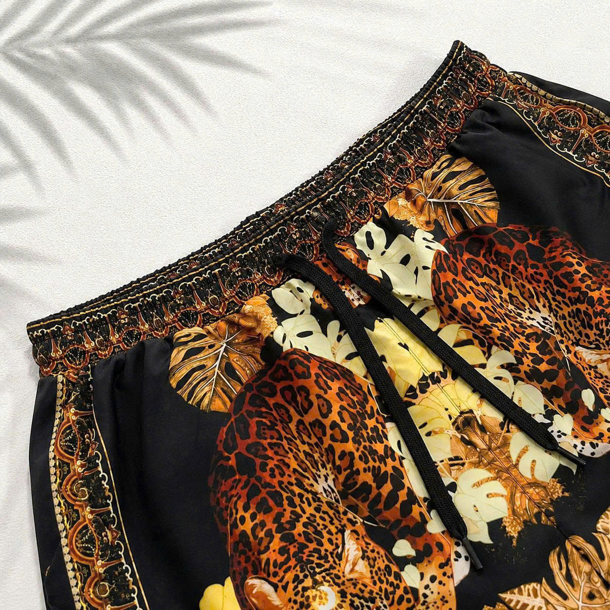 Set Áo Sơ Mi Và Quần Short Lụa Họa Tiết SMRBO-04 BEAVERTEE Form Oversize Unisex Nam Nữ, Thiết Kế Đen Nâu Họa Tiết Báo Hoa Lá Nổi Bật, Lụa Mềm Mịn Nhẹ Thoáng Mát