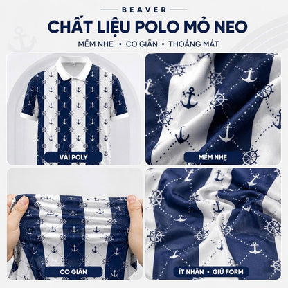 Áo Polo Họa Tiết Mỏ Neo INT-62 – Phong Cách Biển Trẻ Trung, Năng Động
