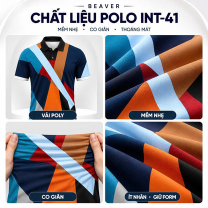 Áo Polo BEAVERTEE INT-41 Nam Nữ, Áo Polo Thể Thao Unisex Họa Tiết Lấy Cảm Hứng Sư Thích Minh Tuệ Phối Đa Màu, Vải Poly Thái Co Giãn Thoáng Mát, Regular Fit