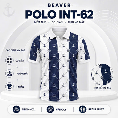 Áo Polo Họa Tiết Mỏ Neo INT-62 – Phong Cách Biển Trẻ Trung, Năng Động