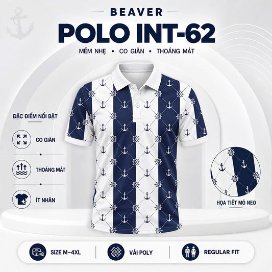 Áo Polo Họa Tiết Mỏ Neo INT-62 – Phong Cách Biển Trẻ Trung, Năng Động