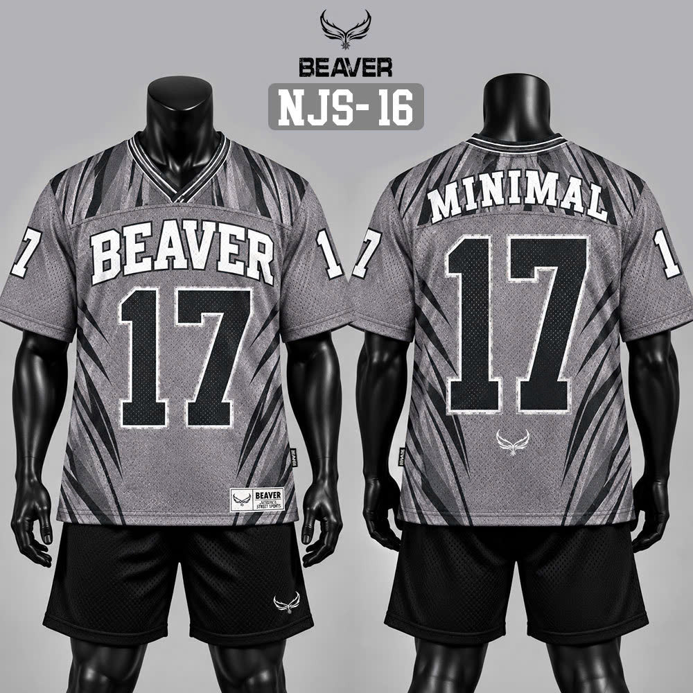 Áo Thun New Jersey BEAVERTEE NJS-16 Nam Nữ, Áo Thun Thể Thao Unisex, Họa Tiết Số 17 Xám Đen, Phong Cách Minimal Streetwear Cá Tính, Jersey Thun Lưới Thoáng Khí, Form Oversize