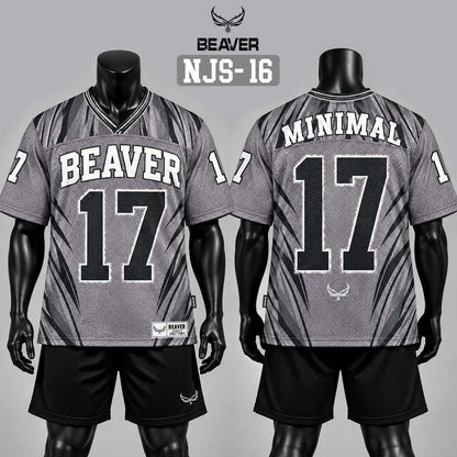 Áo Thun New Jersey BEAVERTEE NJS-16 Nam Nữ, Áo Thun Thể Thao Unisex, Họa Tiết Số 17 Xám Đen, Phong Cách Minimal Streetwear Cá Tính, Jersey Thun Lưới Thoáng Khí, Form Oversize