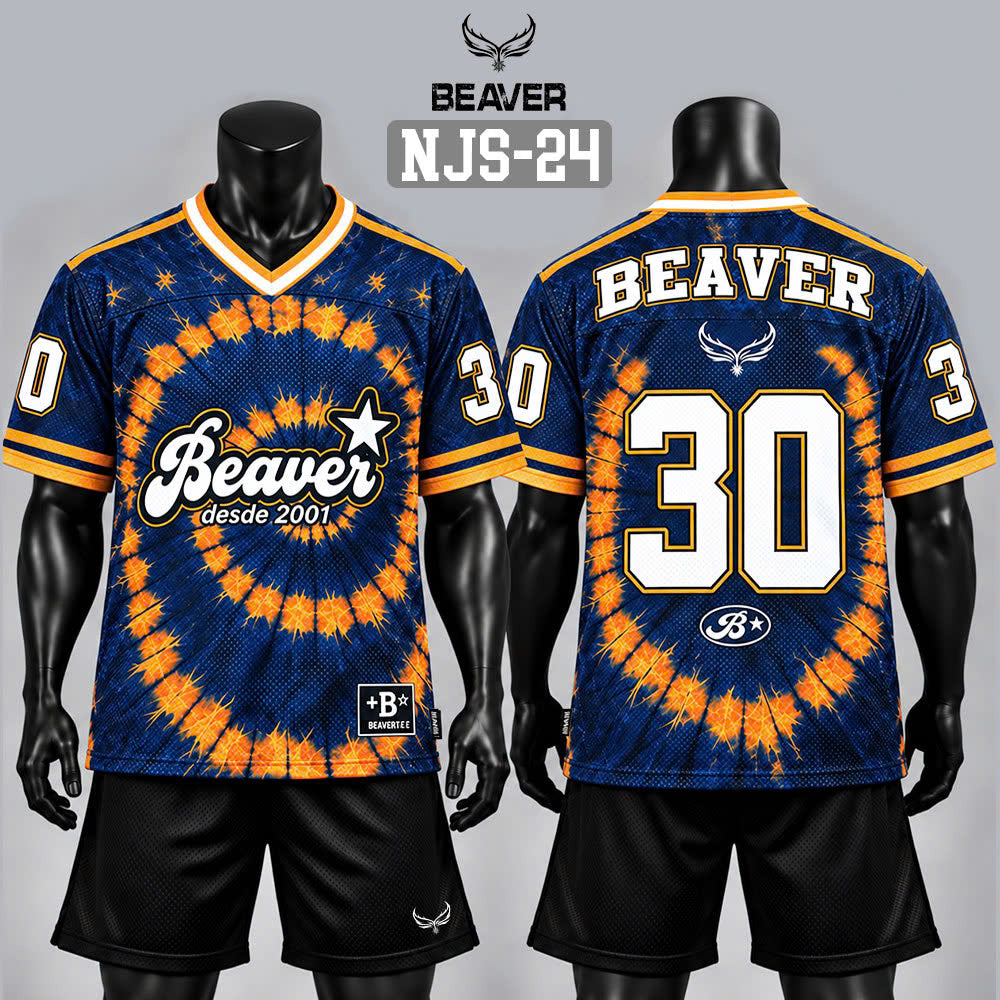 Áo Thun New Jersey BEAVERTEE NJS-24 Nam Nữ, Áo Thun Thể Thao Unisex, Họa Tiết Tie Dye Xoáy Số 30 Xanh Cam, Phong Cách Streetwear Cá Tính, Jersey Thun Lưới Thoáng Khí, Form Oversize