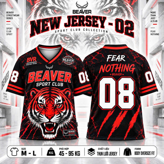 Áo Thun New Jersey BEAVERTEE NJS-02 Nam Nữ, Áo Thun Thể Thao Unisex, Họa Tiết Hổ Số 08 Đen Cam, Phong Cách Streetwear Cá Tính, Chất Jersey Mềm Nhẹ Thoáng Mát, Form Oversize