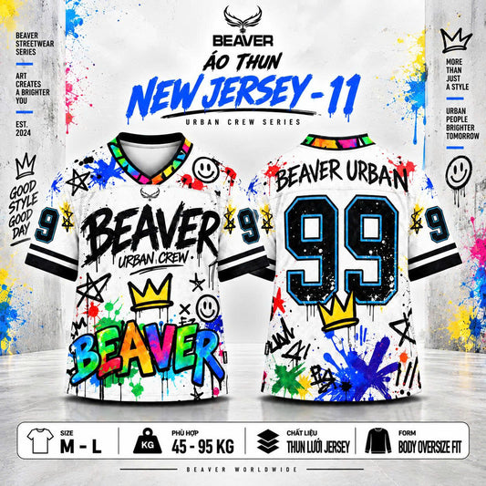 Áo Thun New Jersey BEAVERTEE NJS-11 Nam Nữ, Áo Thun Thể Thao Unisex, Họa Tiết Graffiti Số 99 Nhiều Màu, Phong Cách Urban Streetwear Cá Tính, Jersey Thun Lưới Thoáng Khí, Form Oversize