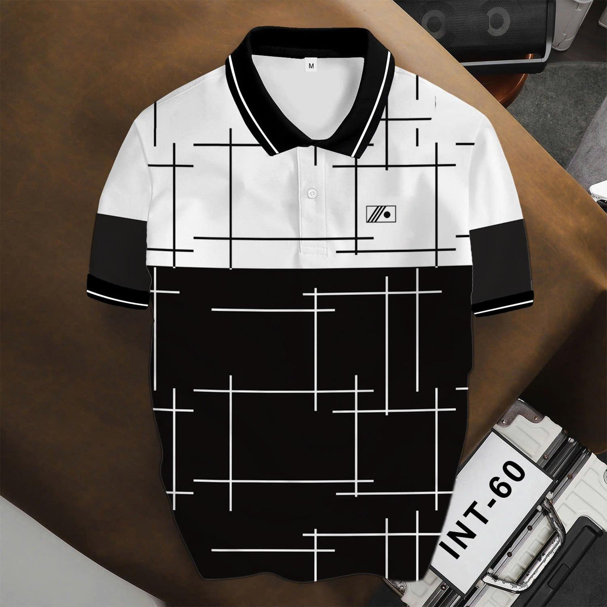 Áo Polo BEAVERTEE INT-60 Nam Nữ, Áo Polo Thể Thao Unisex Phối Màu Trắng Đen Họa Tiết Đường Kẻ Hình Học, Phong Cách Tối Giản Hiện Đại, Vải Poly Thái Co Giãn Thoáng Mát, Regular Fit