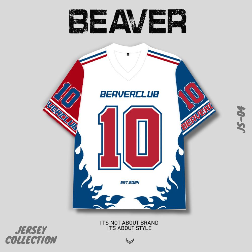 Áo Thun Jersey 04 BEAVERTEE Form Rộng Nam Nữ Cổ Tim, Thiết Kế Trắng Đỏ Xanh Số 10 Graphic Ngọn Lửa Phong Cách Thể Thao Top Sport Cá Tính, Mềm Nhẹ Thoáng Mát