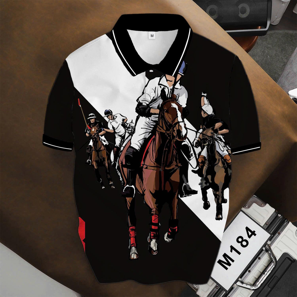 Áo Polo BEAVERTEE INT-81 Nam Nữ, Áo Polo Thể Thao Unisex Họa Tiết Đua Ngựa Polo Phối Trắng Đen Đỏ, Phong Cách Thể Thao Mạnh Mẽ Cá Tính, Vải Poly Thái Co Giãn Thoáng Mát, Regular Fit