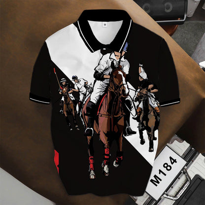 Áo Polo BEAVERTEE INT-81 Nam Nữ, Áo Polo Thể Thao Unisex Họa Tiết Đua Ngựa Polo Phối Trắng Đen Đỏ, Phong Cách Thể Thao Mạnh Mẽ Cá Tính, Vải Poly Thái Co Giãn Thoáng Mát, Regular Fit