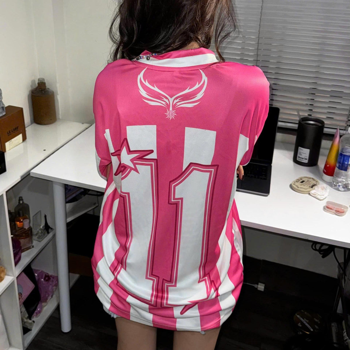 Áo Thun Jersey JS-18 BEAVERTEE Form Rộng Nam Nữ Cổ Tim, Thiết Kế Hồng Trắng Sọc Dọc Số 11 BEAVERCLUB Graphic Ngôi Sao Phong Cách Thể Thao Top Sport Cá Tính, Mềm Nhẹ Thoáng Mát