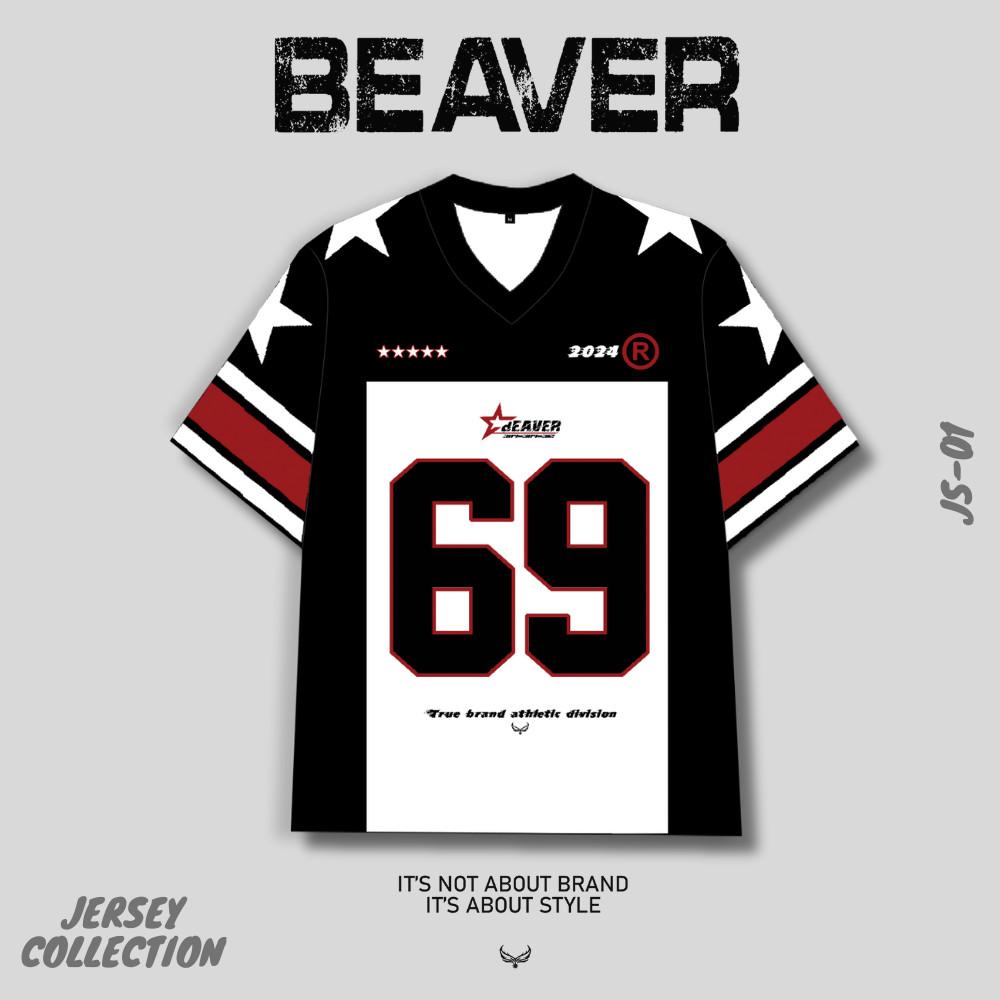 Áo Thun Jersey 01 BEAVERTEE Form Rộng Nam Nữ Cổ Tim Phối Màu, Thiết Kế Số 69 Phong Cách Thể Thao Top Sport Cá Tính, Mềm Nhẹ Thoáng Mát