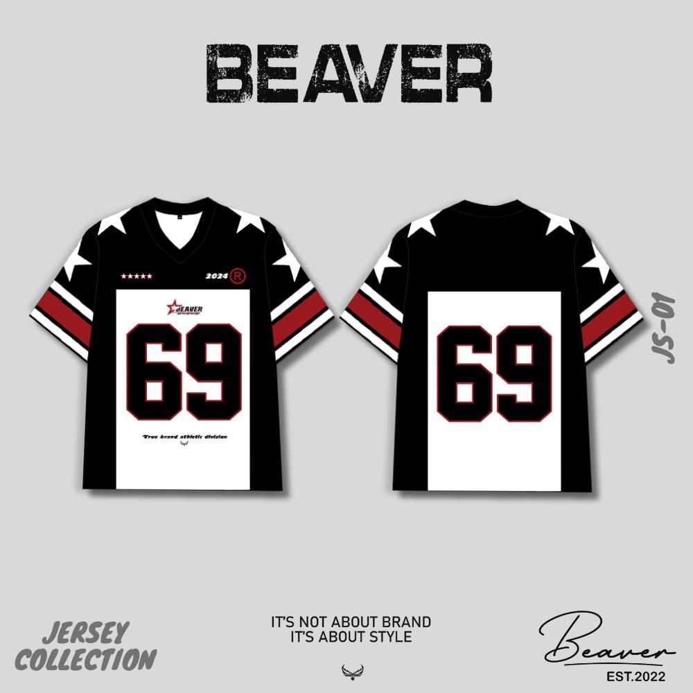 Áo Thun Jersey 01 BEAVERTEE Form Rộng Nam Nữ Cổ Tim Phối Màu, Thiết Kế Số 69 Phong Cách Thể Thao Top Sport Cá Tính, Mềm Nhẹ Thoáng Mát