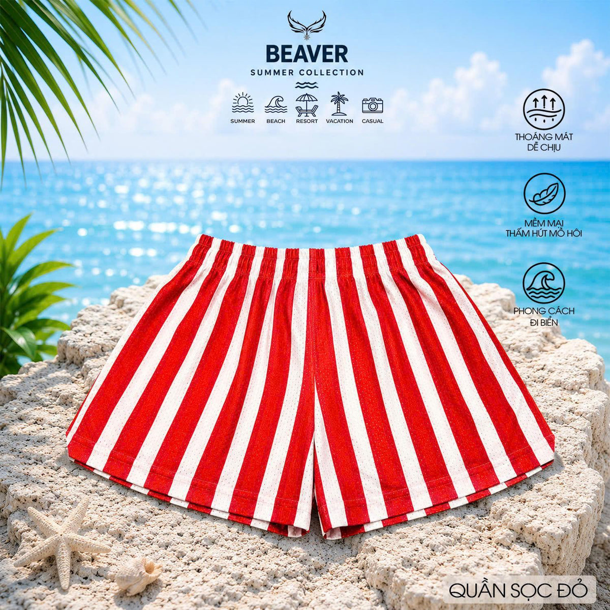 Quần Short Sọc Màu BEAVERTEE Nam Nữ Form Rộng, Vải Thun Mềm Nhẹ Thoáng Mát Co Giãn, Thiết Kế Sọc Đỏ Vàng Xanh Dương Xanh Lá, Phong Cách Đi Biển Du Lịch Mùa Hè