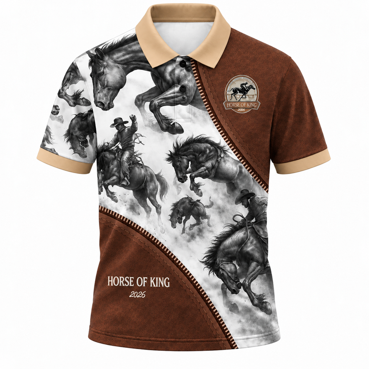 Áo Polo Họa Tiết Ngựa INT-97 BEAVERTEE – Horse of King 2026 Phong Cách Mạnh Mẽ Cá Tính, Nam Nữ Unisex, Vải Poly Mềm Nhẹ Co Giãn Thoáng Mát, Form Vừa Vặn