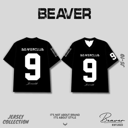 Áo Thun Jersey JS-10 BEAVERTEE Form Rộng Nam Nữ Cổ Tim, Thiết Kế Đen Trắng Số 9 BEAVERCLUB Phong Cách Thể Thao Top Sport Streetwear Cá Tính, Mềm Nhẹ Thoáng Mát