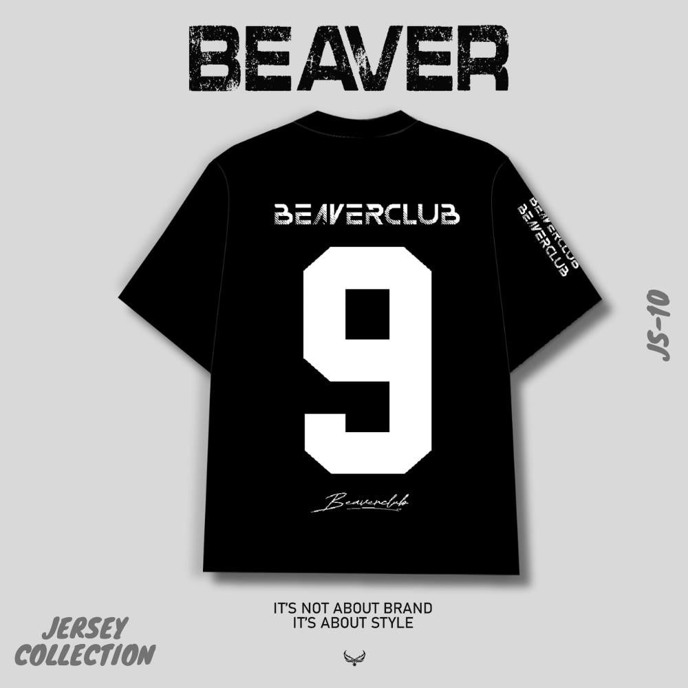 Áo Thun Jersey JS-10 BEAVERTEE Form Rộng Nam Nữ Cổ Tim, Thiết Kế Đen Trắng Số 9 BEAVERCLUB Phong Cách Thể Thao Top Sport Streetwear Cá Tính, Mềm Nhẹ Thoáng Mát