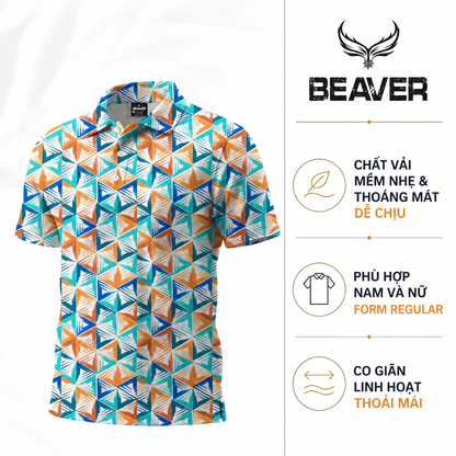 [ HÀNG XUẤT KHẨU ] - Áo Polo Thể Thao BEAVERTEE G-01 Nam Nữ, Golf, Tennis, Pickleball, Cầu Lông, Họa Tiết Hình Học, Vải Poly Co Giãn Mềm Nhẹ, Thoáng Mát Nhanh Khô, Form Vừa Vặn