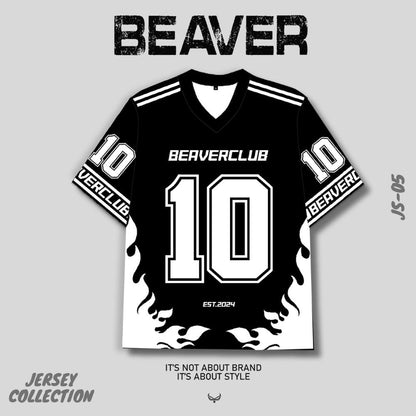 Áo Thun Jersey 05 BEAVERTEE Form Rộng Nam Nữ Cổ Tim, Thiết Kế Đen Trắng Số 10 Graphic Ngọn Lửa Phong Cách Thể Thao Top Sport Cá Tính, Mềm Nhẹ Thoáng Mát