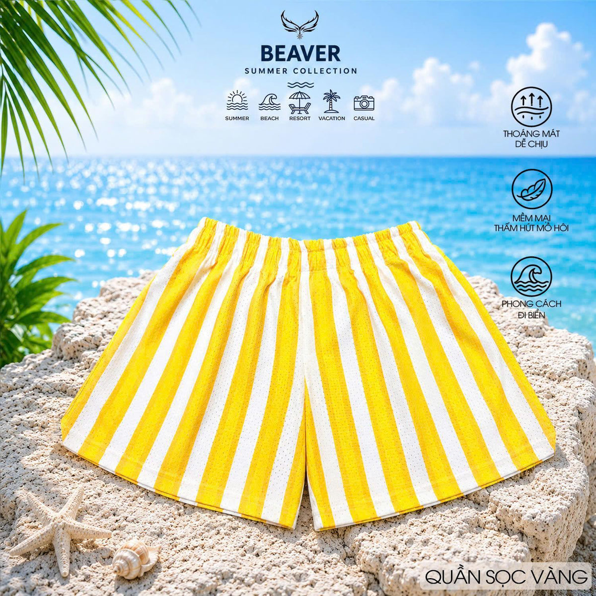 Quần Short Sọc Màu BEAVERTEE Nam Nữ Form Rộng, Vải Thun Mềm Nhẹ Thoáng Mát Co Giãn, Thiết Kế Sọc Đỏ Vàng Xanh Dương Xanh Lá, Phong Cách Đi Biển Du Lịch Mùa Hè