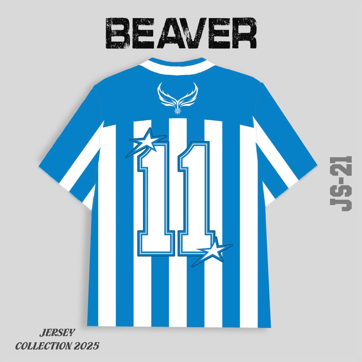 Áo Thun Jersey JS-21 BEAVERTEE Form Rộng Nam Nữ Cổ Tim, Thiết Kế Xanh Trắng Sọc Dọc Số 11 BEAVERCLUB Graphic Ngôi Sao Phong Cách Thể Thao Top Sport Cá Tính, Mềm Nhẹ Thoáng Mát