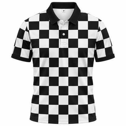 Áo Polo BEAVERTEE INT-72 Nam Nữ, Áo Polo Thể Thao Unisex Họa Tiết Caro Bàn Cờ Đen Trắng, Phong Cách Streetwear Tối Giản Cá Tính, Vải Poly Thái Co Giãn Thoáng Mát, Regular Fit
