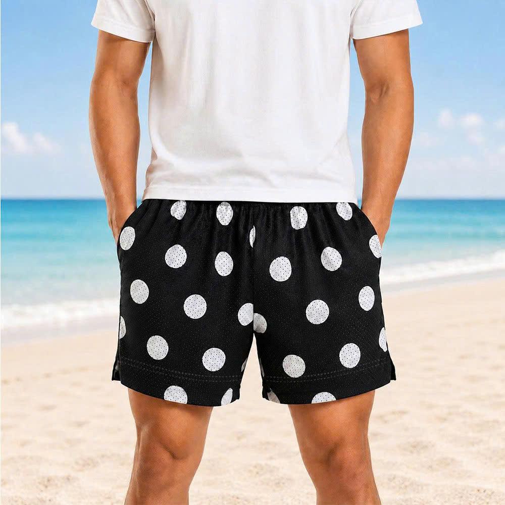 Quần Short Chấm Bi BEAVERTEE Nam Nữ Form Rộng, Họa Tiết Chấm Bi Đen Trắng Trẻ Trung, Vải Lưới Mềm Nhẹ Thoáng Khí, Cạp Thun Co Giãn, 2 Túi Sâu Tiện Dụng