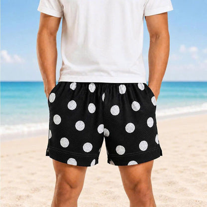 Quần Short Chấm Bi BEAVERTEE Nam Nữ Form Rộng, Họa Tiết Chấm Bi Đen Trắng Trẻ Trung, Vải Lưới Mềm Nhẹ Thoáng Khí, Cạp Thun Co Giãn, 2 Túi Sâu Tiện Dụng