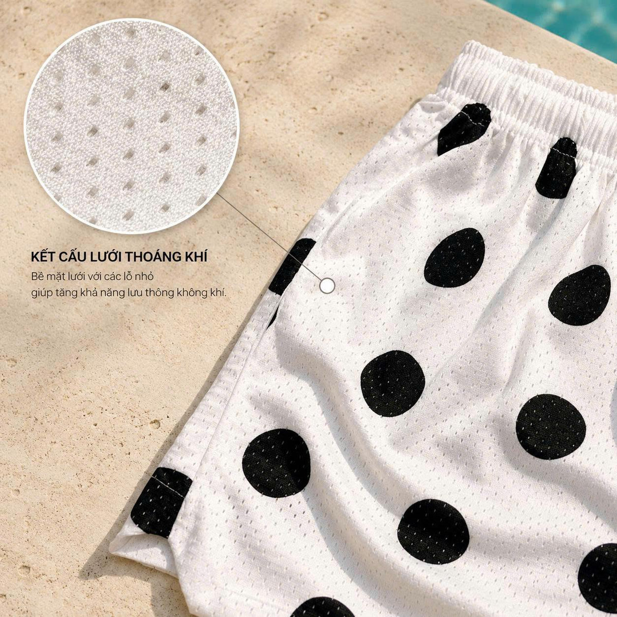 Quần Short Chấm Bi BEAVERTEE Nam Nữ Form Rộng, Họa Tiết Chấm Bi Đen Trắng Trẻ Trung, Vải Lưới Mềm Nhẹ Thoáng Khí, Cạp Thun Co Giãn, 2 Túi Sâu Tiện Dụng