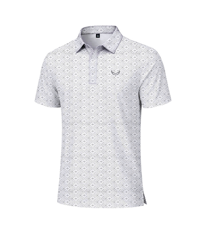 [ HÀNG XUẤT KHẨU ] - Áo Polo Thể Thao BEAVERTEE G-12 Nam Nữ, Golf, Tennis, Pickleball, Cầu Lông, Họa Tiết Hình Học Trắng Xám, Vải Poly Co Giãn Mềm Nhẹ, Thoáng Mát Nhanh Khô, Form Vừa Vặn