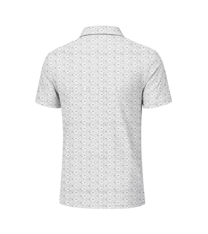 [ HÀNG XUẤT KHẨU ] - Áo Polo Thể Thao BEAVERTEE G-12 Nam Nữ, Golf, Tennis, Pickleball, Cầu Lông, Họa Tiết Hình Học Trắng Xám, Vải Poly Co Giãn Mềm Nhẹ, Thoáng Mát Nhanh Khô, Form Vừa Vặn