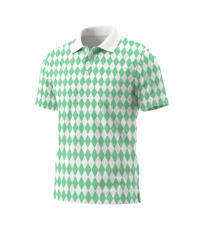 [ HÀNG XUẤT KHẨU ] - Áo Polo Thể Thao BEAVERTEE G-07 Nam Nữ, Golf, Tennis, Pickleball, Cầu Lông, Họa Tiết Hình Học Xanh Mint Trắng, Vải Poly Co Giãn Mềm Nhẹ, Thoáng Mát Nhanh Khô, Form Vừa Vặn