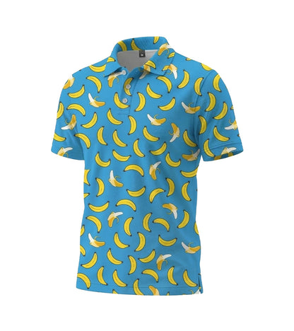 [ HÀNG XUẤT KHẨU ] - Áo Polo Thể Thao BEAVERTEE G-10 Nam Nữ, Golf, Tennis, Pickleball, Cầu Lông, Họa Tiết Quả Chuối Vàng Nền Xanh, Vải Poly Co Giãn Mềm Nhẹ, Thoáng Mát Nhanh Khô, Form Vừa Vặn
