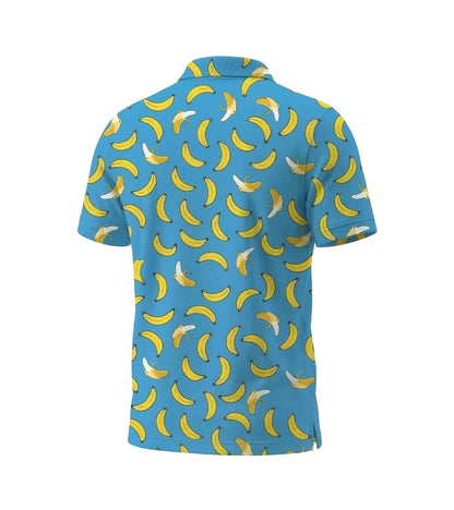 [ HÀNG XUẤT KHẨU ] - Áo Polo Thể Thao BEAVERTEE G-10 Nam Nữ, Golf, Tennis, Pickleball, Cầu Lông, Họa Tiết Quả Chuối Vàng Nền Xanh, Vải Poly Co Giãn Mềm Nhẹ, Thoáng Mát Nhanh Khô, Form Vừa Vặn