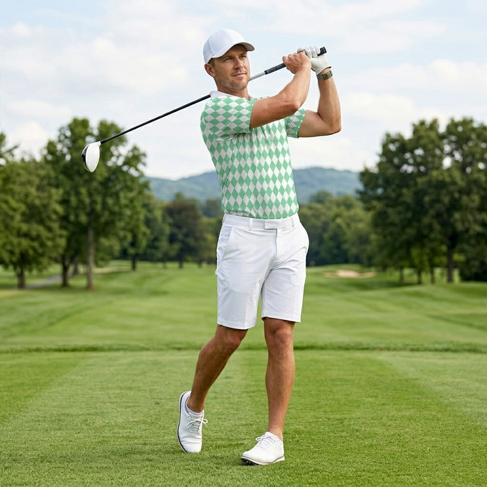 [ HÀNG XUẤT KHẨU ] - Áo Polo Thể Thao BEAVERTEE G-07 Nam Nữ, Golf, Tennis, Pickleball, Cầu Lông, Họa Tiết Hình Học Xanh Mint Trắng, Vải Poly Co Giãn Mềm Nhẹ, Thoáng Mát Nhanh Khô, Form Vừa Vặn