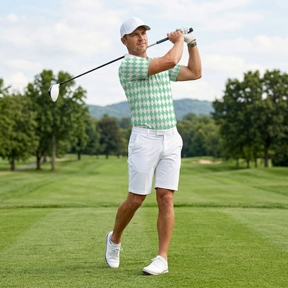 [ HÀNG XUẤT KHẨU ] - Áo Polo Thể Thao BEAVERTEE G-07 Nam Nữ, Golf, Tennis, Pickleball, Cầu Lông, Họa Tiết Hình Học Xanh Mint Trắng, Vải Poly Co Giãn Mềm Nhẹ, Thoáng Mát Nhanh Khô, Form Vừa Vặn
