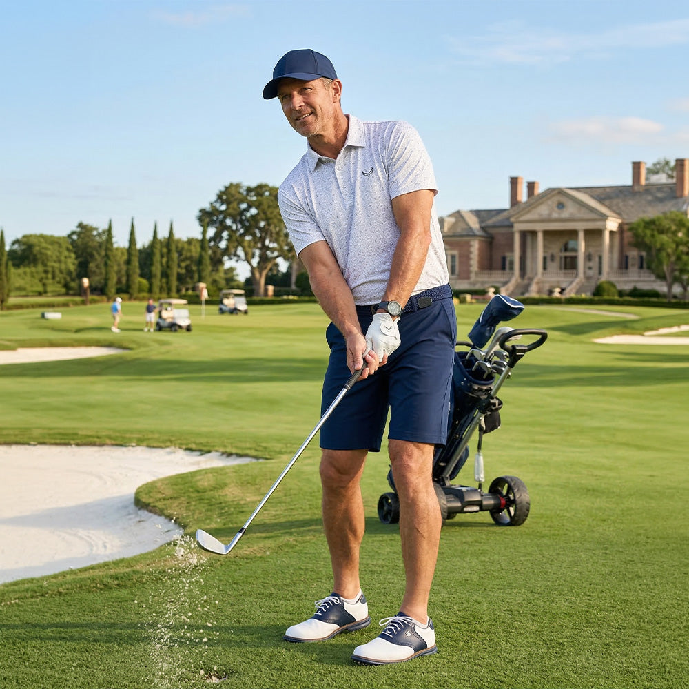 [ HÀNG XUẤT KHẨU ] - Áo Polo Thể Thao BEAVERTEE G-12 Nam Nữ, Golf, Tennis, Pickleball, Cầu Lông, Họa Tiết Hình Học Trắng Xám, Vải Poly Co Giãn Mềm Nhẹ, Thoáng Mát Nhanh Khô, Form Vừa Vặn